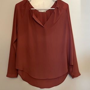 Womens Terracotta Long Sleeve Blouse Size Small